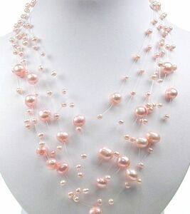 Pink freshwater pearl illusion necklace pink 🆕